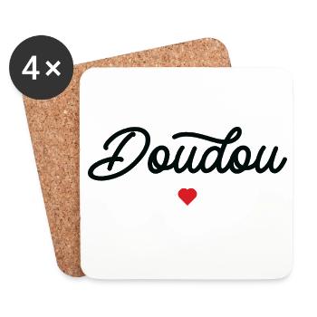 Doudou Coeur Script Noir - Dessous de verre (lot de 4) - blanc - Devant