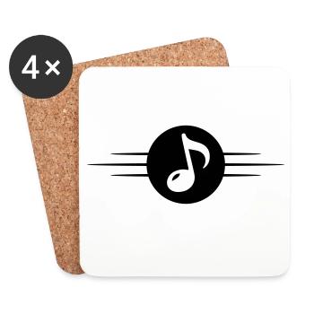 Ligne de symbole des notes de musique - Dessous de verre (lot de 4) - blanc - Devant