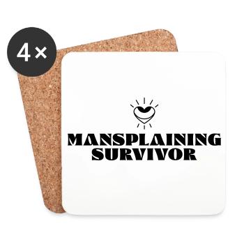 Survivant du Mansplaining - Dessous de verre (lot de 4) - blanc - Devant