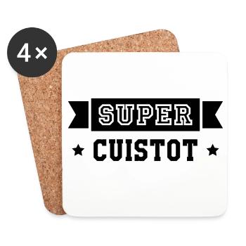 Super Cuistot - Cuisine - Cuisinier - Dessous de verre (lot de 4) - blanc - Devant