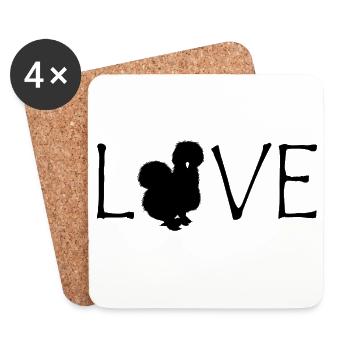 Fans de poulet - Coq - Coq - Poulet de soie - Bio - Dessous de verre (lot de 4) - blanc - Devant