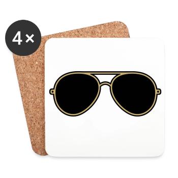 Ikonische goldene und schwarze Fliegerbrille - Untersetzer (4er-Set) - Weiß - Vorne