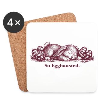 Sleeping Easter Bunny So Egghausted - Coasters (set of 4) - white - Front