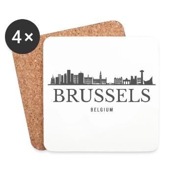 Brussels Belgium, Brussels skyline - Coasters (set of 4) - white - Front