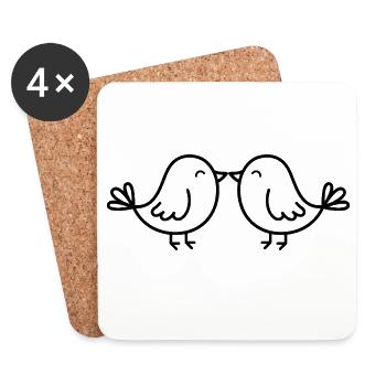 Oiseaux mignons - Dessous de verre (lot de 4) - blanc - Devant