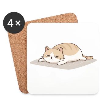 Chat drôle pour femmes, hommes et amoureux des chats - Dessous de verre (lot de 4) - blanc - Devant