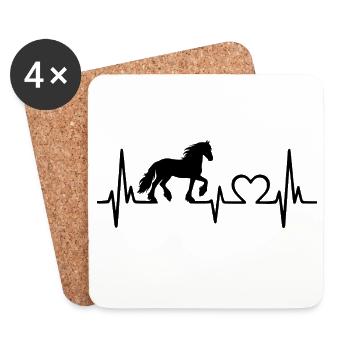 Cheval frison Friesländer Heartbeat Friesland - Dessous de verre (lot de 4) - blanc - Devant