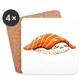 Sleeping Nigiri – Retro Japan Sushi Illustration - Untersetzer (4er-Set) - Weiß - Vorne