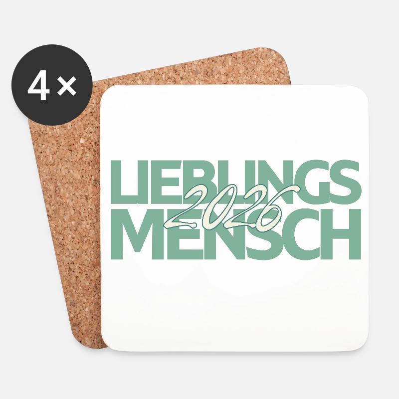 Lieblingsmensch 2026 Mint Script - Untersetzer (4er-Set) - Weiß