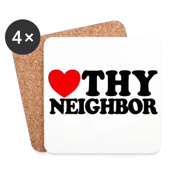 Love Your Neighbor – Christian Faith – Jesus - Coasters (set of 4) - white - Front