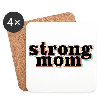 Strong Mom Mother Power Fitness Gym Art - Coasters (set of 4) - white - Front