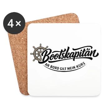 Bootskapitän Spruch mit Steuerrad für Seefahrer - Untersetzer (4er-Set) - Weiß - Vorne