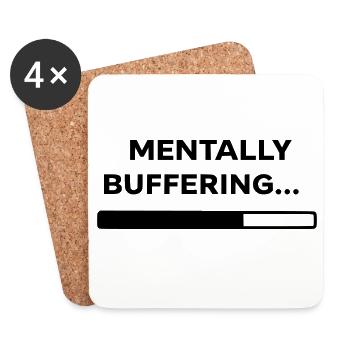 MENTALLY BUFFERING… | Minimal Loading Bar Design - Untersetzer (4er-Set) - Weiß - Vorne