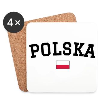 Poland Flag Design Black - Coasters (set of 4) - white - Front