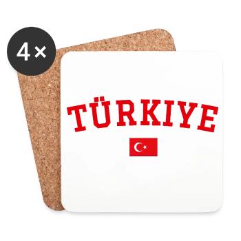 Drapeau de la Turquie en rouge - Dessous de verre (lot de 4) - blanc - Devant