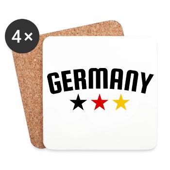Deutschland 3 Sterne Design EN - Untersetzer (4er-Set) - Weiß - Vorne