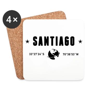 Santiago Chile Coordinates Planet Earth - Coasters (set of 4) - white - Front