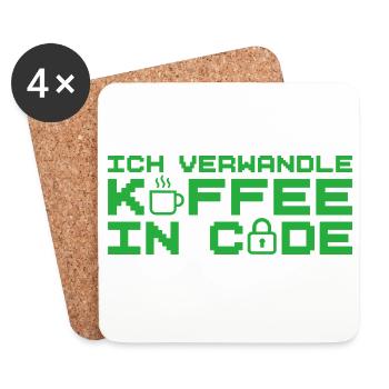 Informatik Verwandle Kaffee in Code Programmierer - Untersetzer (4er-Set) - Weiß - Vorne