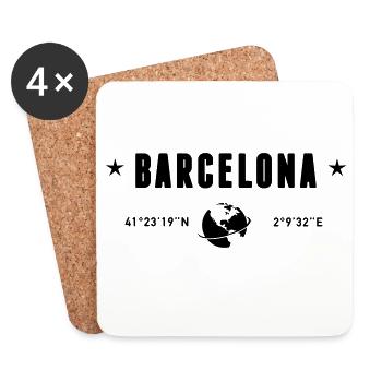 Barcelone, Espagne, coordonne la planète Terre - Dessous de verre (lot de 4) - blanc - Devant