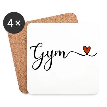 Gym - Fitness Schriftzug mit Herz - Untersetzer (4er-Set) - Weiß - Vorne
