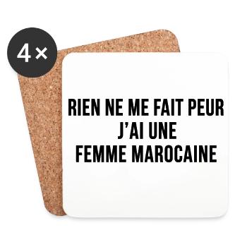 Rien Ne Me Fait Peur Femme Marocaine Humour - Dessous de verre (lot de 4) - blanc - Devant