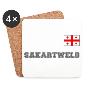 Georgien_SAKARTWELO_mit_Flagge_auf_Brust_Sport_ - Untersetzer (4er-Set) - Weiß - Vorne