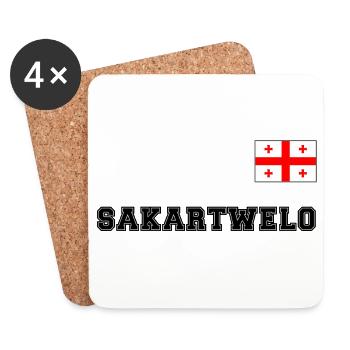 Georgien Trikot Look – SAKARTWELO mit Fahne Flagge - Untersetzer (4er-Set) - Weiß - Vorne