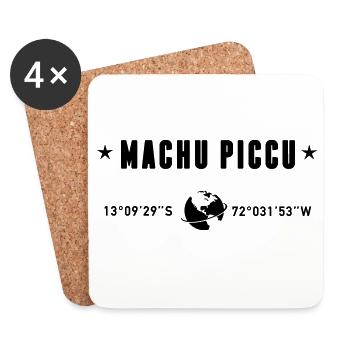 Machu Picchu Peru Coordinates Globe - Coasters (set of 4) - white - Front