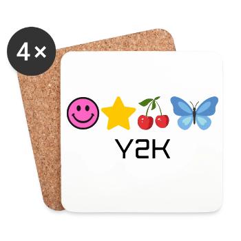 Y2K Combi Star Cherries Butterfly - Coasters (set of 4) - white - Front