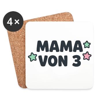 Mama von 3 Sterne Dreifache Mutter Drillinge - Untersetzer (4er-Set) - Weiß - Vorne