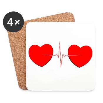 Two Hearts Heartbeat Lifeline – Romantisches rotes Tee - Untersetzer (4er-Set) - Weiß - Vorne