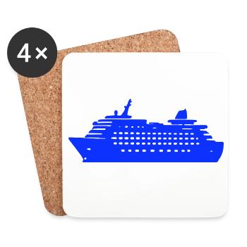 Silhouette de navire de croisière - Dessous de verre (lot de 4) - blanc - Devant