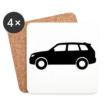 Silhouette de la voiture - Dessous de verre (lot de 4) - blanc - Devant