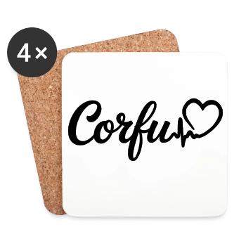 Corfu Heartbeat Greece Corfu Island - Coasters (set of 4) - white - Front