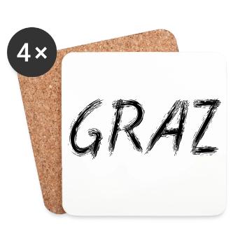 Graz Brush Street Art Noir - Dessous de verre (lot de 4) - blanc - Devant