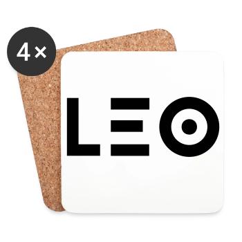 Prénom Leo - Dessous de verre (lot de 4) - blanc - Devant