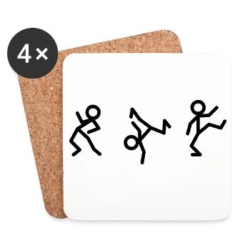 Dancing stick figures - Coasters (set of 4) - white - Front