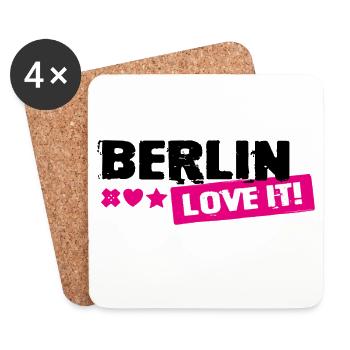 Berlin Love It Pink Stamp - Untersetzer (4er-Set) - Weiß - Vorne