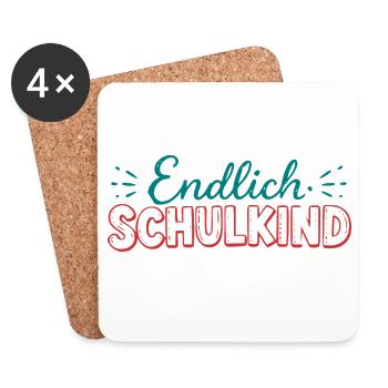 Endlich Schulkind Schulstart - Untersetzer (4er-Set) - Weiß - Vorne