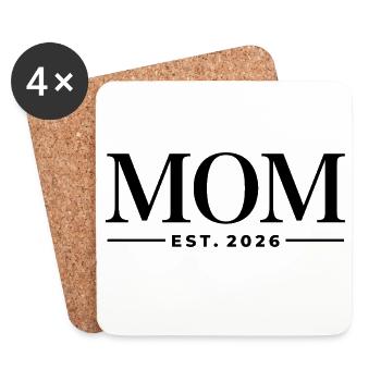 Mom Est. 2026 | Mutter | Muttertag Geschenk - Untersetzer (4er-Set) - Weiß - Vorne