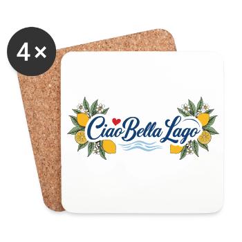 Ciao Bella Lago Motif Citron Vagues - Dessous de verre (lot de 4) - blanc - Devant