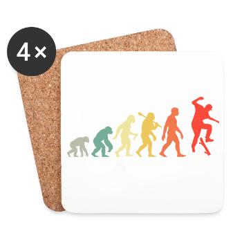 Skateboard Evolution Männer und Jungen Skatboarder - Untersetzer (4er-Set) - Weiß - Vorne