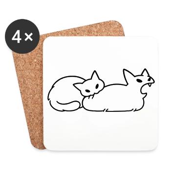Amoureux des Chats Humour Chat Mignon Original - Dessous de verre (lot de 4) - blanc - Devant