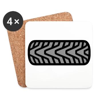 Graphique de la bande de bande de route des pneus de moto - Dessous de verre (lot de 4) - blanc - Devant