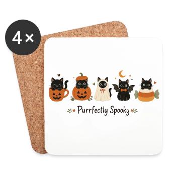 Katzen Halloween - Untersetzer (4er-Set) - Weiß - Vorne