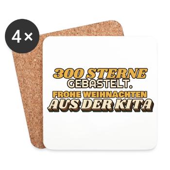 300 Sterne gebastelt - Frohe Weihnachten Kita - Untersetzer (4er-Set) - Weiß - Vorne