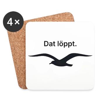 Dat löppt. - Plattdeutsch Norddeutschland Möwe - Untersetzer (4er-Set) - Weiß - Vorne