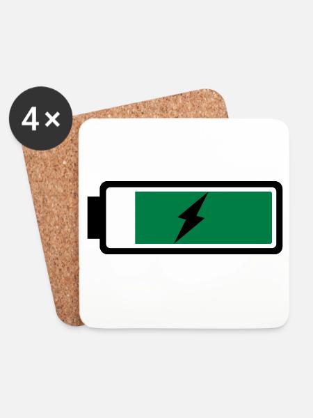 Batterie / charger à nouveau - Dessous de verre (lot de 4) - blanc