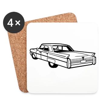 Caddy Vektor - Oldtimer, Low Rider - Untersetzer (4er-Set) - Weiß - Vorne