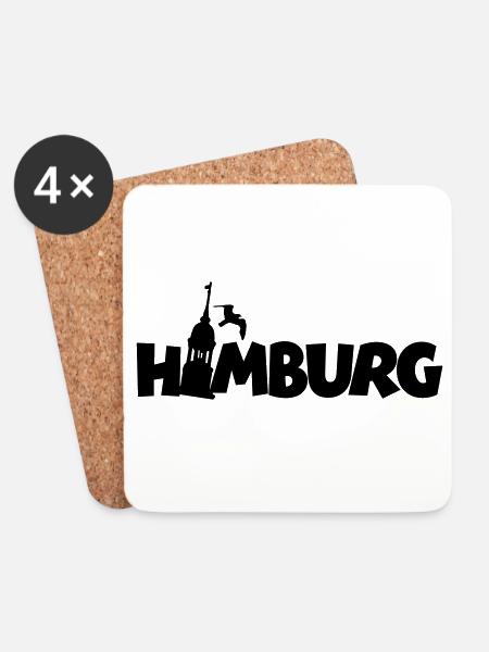 Hamburg am Hamburger Hafen - Untersetzer (4er-Set) - Weiß